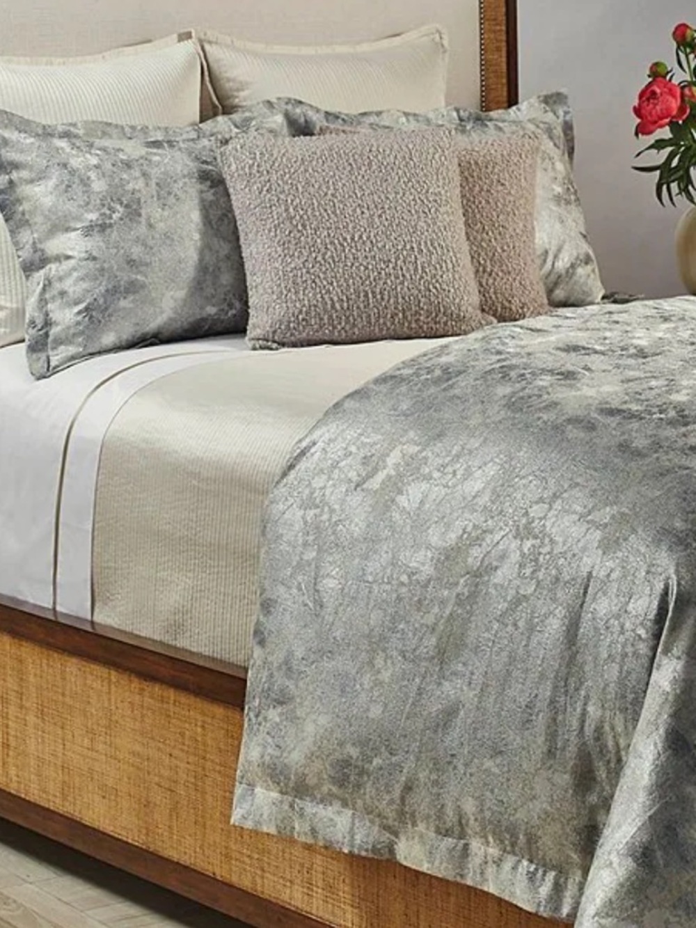 The Art Of Home Ann Gish King Duvet Set Terrazzo Silver New $525 W/Pillow Shams - Picture 11 of 12